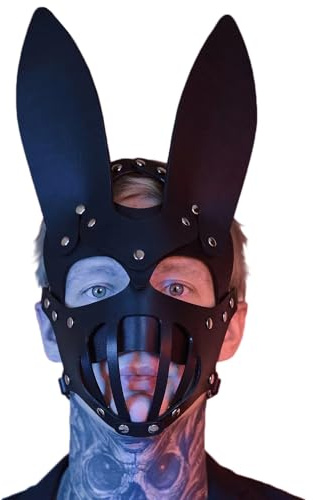 SUPKTHDY Bdsm Maske,SM Herren Frauen Leder Hasenmaske Fuchsmaske Sexy Halbe Gesicht Augenmaske Cosplay Kostüm Requisiten Halloween Party Maskerade Karneval Zubehör Sexspielzeug für Paare