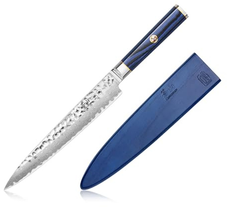 Cangshan Kita Series High Carbon X-7 Damascus Steel Sashimi Knife with Sheath 8-Inch, 501462