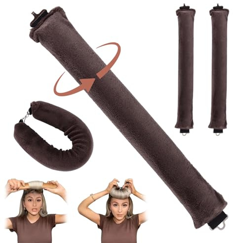 3-Pack Heatless Soft Sleeping Lazy Curling Iron Set - For All Hair Types, DIY Styling Tools (Brown)