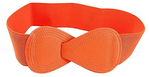 Blausky 1 Stück Taillengürtel,Elastischer Damen Hüftgürtel,Bogenknoten Stretchgürtel,Breite Gürtel,Dehnbarer Bund,Kleid Zubehör für Hochzeit,Abschlussball Party Gürtel Festival,80 x 5.8 cm,Orange
