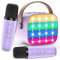 Micrófono Karaoke para Niños, Karaoke Infantil 2 Microfonos Inalambrico, Altavoz Bluetooth Portátil con Efectos de Cambio de Voz y Luces LED, para Fiestas, Regalos de Cumpleaños y Juguetes Educativos