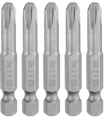 QUARKZMAN 5pcs Embout De Tournevis Cruciforme #3 Ph3 2 (50mm) Long | Embout Visseuse long, 1/4 Hex Shank, Acier S2, pour Visseuse Électrique Tête Cruciforme de 6 mm