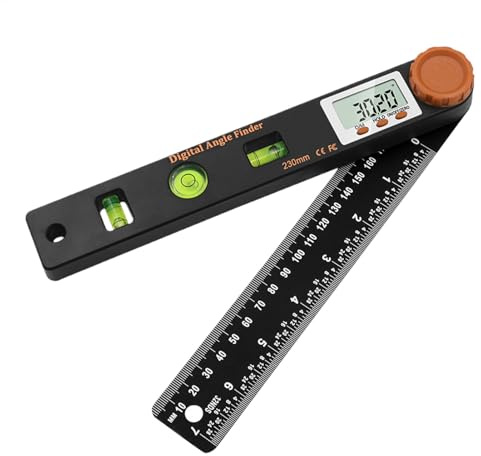 Righello digitale per ricerca angolare, goniometro digitale 4 in 1 per falegnami, calibro angolare da 7 pollici 230 mm con display LCD, falegnameria, strumento di misurazione di precisione, 23 x 4 x