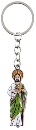 San Judas Tadeo Llavero metálico 5.5 cm. patrón causas difíciles esmaltado color trasera lisa