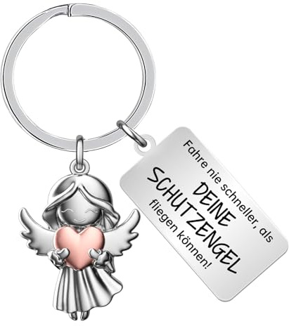 Cadimus Schutzengel Schlüsselanhänger,Führerschein Schlüsselanhänger mit Engel,Auto Schutzengel Glücksbringer,Fahr Vorsichtig,Geschenke Für Partner Papa Mama Beste Freundin