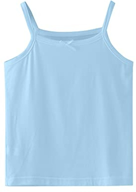 Mjjsk Gilets pour filles - Hauts respirants et doux - Caraco uni - Sous-vêtements basiques pour enfants - Chemises légères sans manches - Pour l'été et le quotidien, bleu clair, 5-6 ans