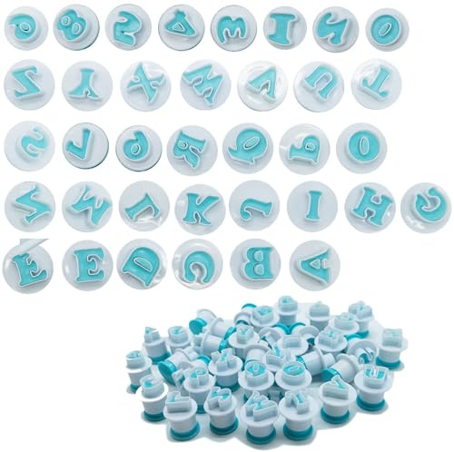 Letras para pasta de azúcar, juego de 36 moldes para pasta de azúcar, de plástico, para decoración de tartas y galletas, moldes para galletas con alfabeto, para glaseado, para decorar tartas y fondant