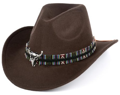 Ausune Männer und Frauen Western Cowboy Hüte, Western Hüte sind Feiertagskostüme, Karneval und Mottopartys, Kaffee