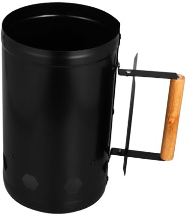 BAZEITFLOW Barril para Encendido para Barbacoa con Aislamiento Térmico y Mango de Madera Natural Barril de para Camping y Parrilla Exterior Diseño Seguro y Duradero Color