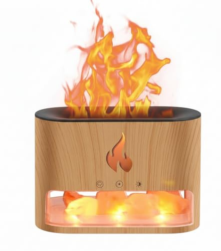 Flame Essential Oil Diffuser, 7Colour Lights Aromatherapy Diffuser, 250ml Electric Diffuser Air Humidifier Waterless Auto-Off Night Light (Wood Brown)