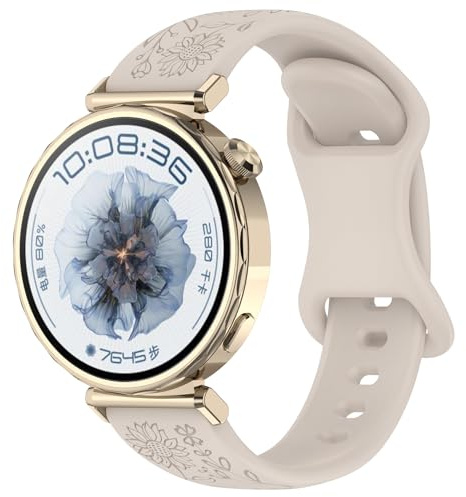 GoodZwetch 20 mm blommigt armband för Garmin Venu 2 Plus/SQ/SQ2 Music/Vivomove HR/HR Sport/Luxe/Style/Trend/D2 Air X10/Bounce, silikon ersättningsarmband för kvinnor, klockarmband