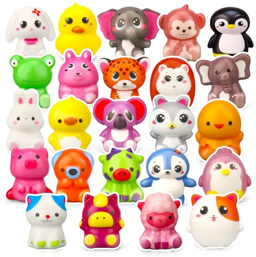 24 PCS Squeeze Animal Fidget Sensory Toys for Kid, Slow Rising Soft Toy for Stress Relief EDC, Cute Rabbit Cat Duck Christmas Birthday Gift Party Favor Supply Bag Filler Treasure Box