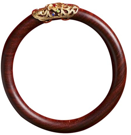ROMISBABA Pulsera de Palisandro de Madera Natural Estilo Vintage Étnico Redonda Pulsera de Madera para Uso Diario