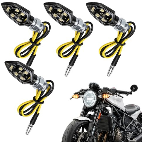SEASJHBAY 4 Stück LED Blinker Motorrad – Mini 5 LED Motorrad Blinker 12V mit E-Nummer, M8 Gewinde, IP65 Wasserdicht – Motorrad Blinker LED mit E Nummer für Moped, Simson S51, Roller, Quad, Motocross