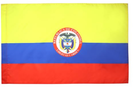 AZ FLAG Drapeau Colombie avec armes 90x60 cm Polyester 100D Fourreau | Usage intérieur et extérieur Drapeau décoratif colombien Colombia con armas coutures doubles et bords renforcés