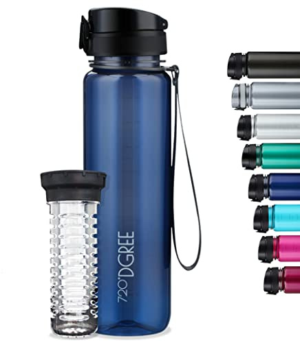720°DGREE Trinkflasche “uberBottle“ 350ml, 500ml, 650ml, 1l, 1,5 Liter softTouch +Früchtebehälter - Auslaufsicher, BPA-Frei - Wasserflasche für Kinder, Schule, Sport, Fahrrad, Gym, Outdoor