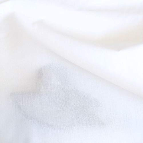 TOLKO Baumwollstoffe weißer Sommer Batist Stoff | weicher Nesselstoff als Modestoff Kleiderstoff Dekostoff | Stoffe zum Nähen Meterware Baumwolle (Weiß 145cm breit)