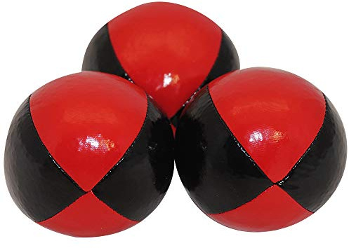 Juggling Balls Professional Style Set of 3 - How to Juggle Kit with Bean Bags for Juggling for Beginners with Vibrant Colors, Great Feel, Ultra Durable (Black/Red)
