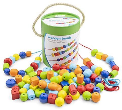 New Classic Toys 10574 Wooden Beads-96, 96 Pieces, Stück