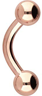 PIERCINGLINE Titan Banane 2 KUGELN Gebogener Piercing Stab Augenbraue Intim Brust Ohr Roségoldfarben 3 x 1,2 x 11 mm