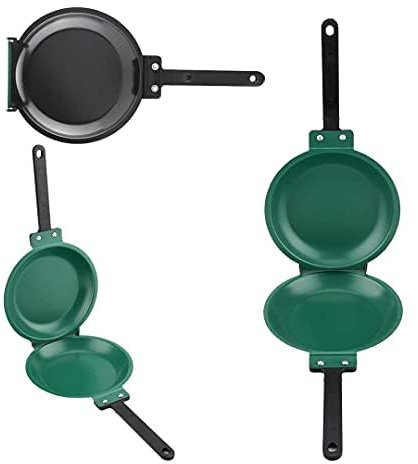 Agatige Padella doppia per frittata, Padella doppio grill rotonda effetto fornetto, Rivestimento in ceramica antiaderente a doppia faccia Padella antiaderente Pancake Maker