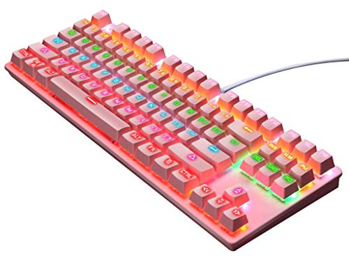 Iwinna Green Shaft Mechanical Keypad 87 Keys Gaming Keyboard with Colorful Light Effect for Windows XP/7/8/10 Systems