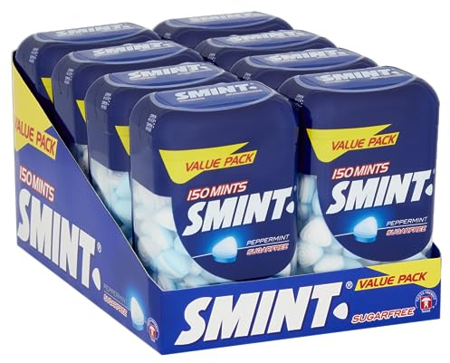 SMINT Bote Sabor Menta, Caramelos Comprimidos Sin Azúcar, Pack 8 uds