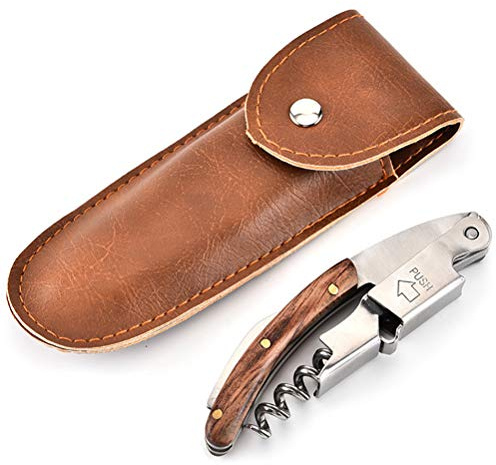 TBEONE Waiters Corkscrew, All-in-One Wine Opener Kitchenware Corkscrew with Solid Wooden and Storage Bag