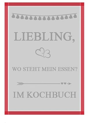 Ross Geschirrtuch Sprüche LIEBLING WO Steht Mein Essen rot/grau 50x70 cm