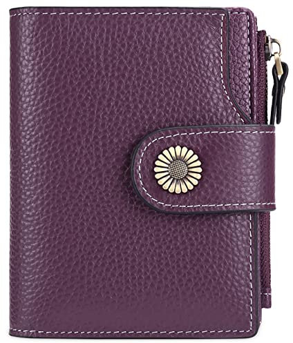 SENDEFN Portemonnaie Echtleder, Bifold Compact RFID-Blockierung Geldbeutel Damen, Geldbörse Damen mit 16 Kartenfächern und 1 Reißverschlussfach