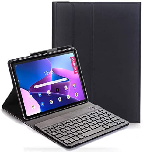 YHFZR Funda Teclado Español Ñ para Lenovo Tab M10 Plus 3rd Gen, Español Slim Teclado Keyboard Case con Magnético Desmontable Bluetooth para Lenovo Tab M10 Plus 3rd Gen 10,6'' TB-125FU/128FU, Negro