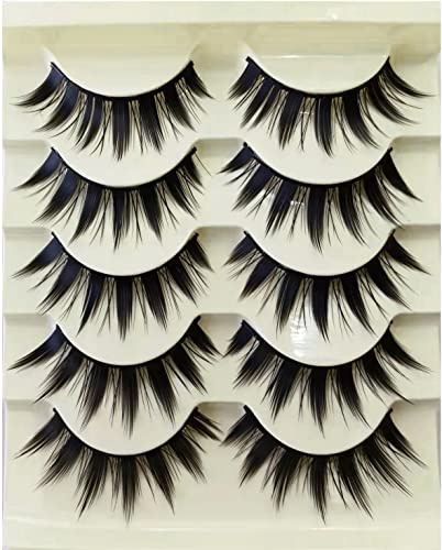False Eyelashe, NACGUO 5 Pairs Japanese Style Makeup Thick Eyelash Extension, Cosplay Makeup Eyelashes, Reusable Lashes Eye Makeup Tools