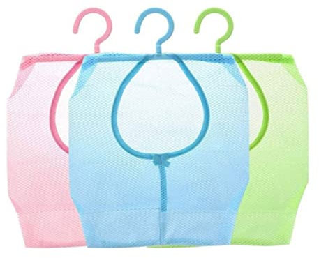 Hilai Clothes Peg Bag Mesh Storage Bag with Hook Hanging Storage Basket for Wardrobe Laundry 3PCS Peg Bags