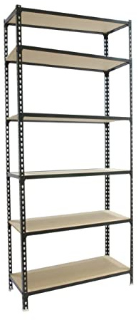 PROREGAL Schwerlastregal 250cm hoch Giant Muli | HxBxT 250x80x40cm | Fachlast 200kg | Schwarz Lagerregal Kellerregal Regal Werkstattregal Metallregal Fachbodenregal Steckregal 250 hoch