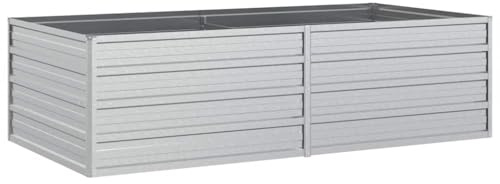 vidaXL Carré Potager en Acier Galvanisé, Argent, 160x80x45 cm, Bac à Fleurs et Légumes pour Terrasse, Balcon et Jardin, DIY Potager