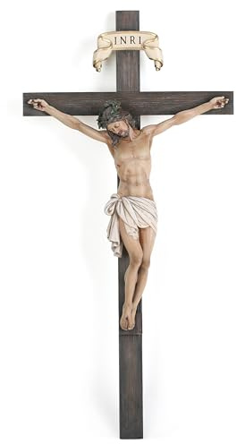 BC Catholic Crucifix Wall Cross 16 H Jesus Christ Indoor Home Decor Religious Collectable Gifts Renaissance Sculpture Handmade by Buildclassic
