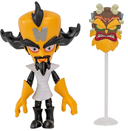 BANDAI Crash Bandicoot Actionfiguren Dr. Neo Cortex mit Maske | 11 cm Dr Neo Cortex Spielzeug mit Maske und Ständer Zubehör | Sammelfiguren als Merchandise und Videospielgeschenke