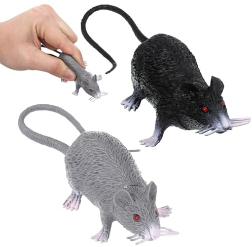 Conjunto De 2 Ratones Falsos Realistas para Bromas Y Trucos Juguete Espeluznante De Plástico para Fiesta Y Halloween