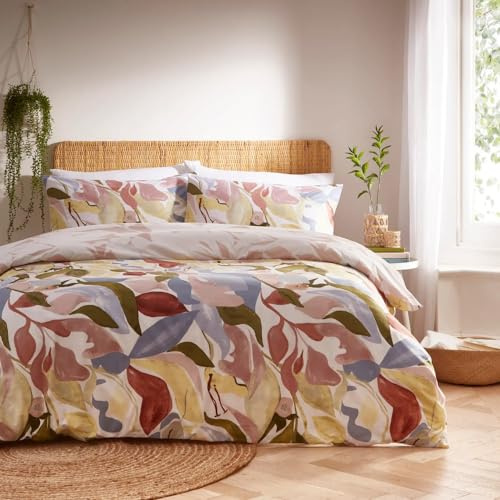 furn. Amarosa Duvet Cover Set – Hand-Painted Abstract Floral Reversible Bedding (Plaster – King)