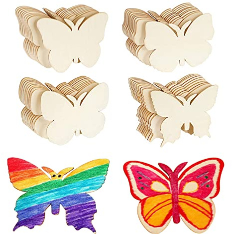 Floatdream 40 Stück Holzschmetterling, Mini-Schmetterling geformt Holzplatte, leere Schmetterling Holzplatte für DIY Dekorationen, Branding, Monogramme, Holzuntersetzer, Anhänger Dekorationen