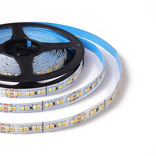 LGIDTECH LSL2N01L Miboxer 2835 CC 24 V CCT WW+CW doble tira de luz LED blanca de color ajustable, IP20 tablero desnudo no impermeable, 16.4 pies por rollo