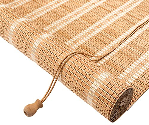 zhijiaqian456 Bambusrollo Sonnenschutz Sichtschutz Rollo Seitenzugrollo Raffrollos, Natur Holzrollos,für Fenster und Türen,80% Schattierung,Anpassbar (140 x 270 cm)