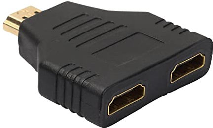 Tiuimk Adaptateur répartiteur HDMI noir plaqué or 1 entrée 2 sorties HDMI mâle vers double HDMI femelle
