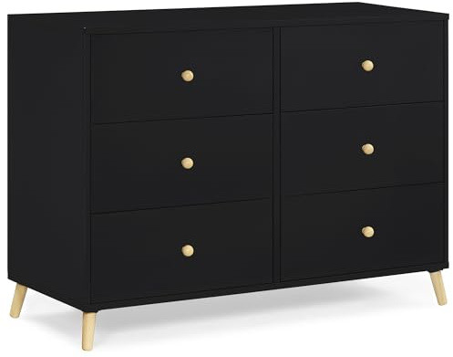 Delta Children Essex 6 Drawer Dresser, Black/Natural