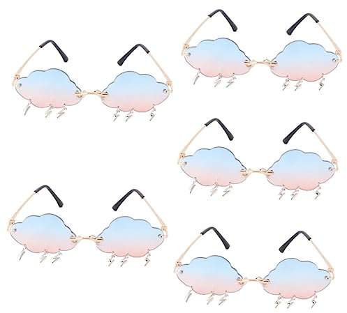 SHERCHPRY 5paare Frameless Wave Sonnenbrille Für Damen Stylische Rimless Brille Für Partys Und Outdoor-aktivitäten Für Kleine Gesichtsformen Als Accessoire Für Sommer Und Winter