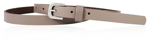 FRONHOFER schmaler Damengürtel Rindsleder 1,3 cm breit antiksilberne Dornschnalle 2,5 x 2,2 cm flach leicht plastikfrei Taillengürtel Made in Germany