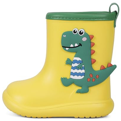 MASOCIO Stivali Pioggia Bambino Stivaletti Gomma Bimbo Galosce Scarpe Impermeabili Antipioggia Maschio Antiscivolo Bambini Taglia 30 Giallo