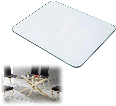 Glasplatte Rechteck Transparent, Glasscheibe Aus Gehärtetem Glas 8mm Dick, Tischplatte Aus Sicherheitsglas Glas, Ideal Als DIY Glastisch Tisch Glas Platte, für Tisch & Couchtisch(Size:100x60cm)