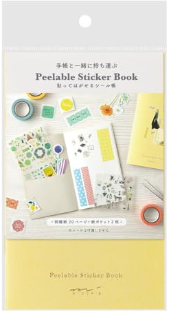 Midori Sticker Book with Pockets, Yellow, 20 Pages 34505006