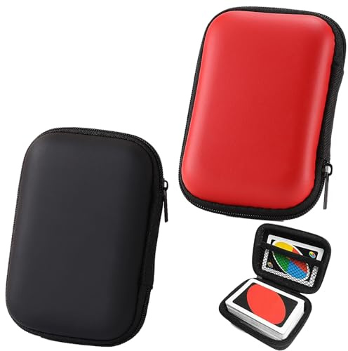2 Stück Tasche, Kartenspiel Koffer Hält, Mini Reise Tragbares, Spielkarten Aufbewahrungstasche, Spielkarten Box für Spiele im Freien oder Party Kartenspiel(Rot, Schwarz)